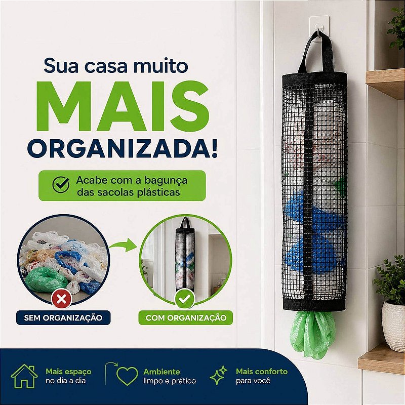 Organizador Pendurável para Sacolas Plásticas 37x15 cm