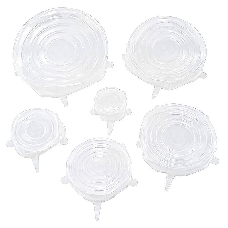 Kit 6 Tampas de Silicone Ajustáveis Reutilizáveis