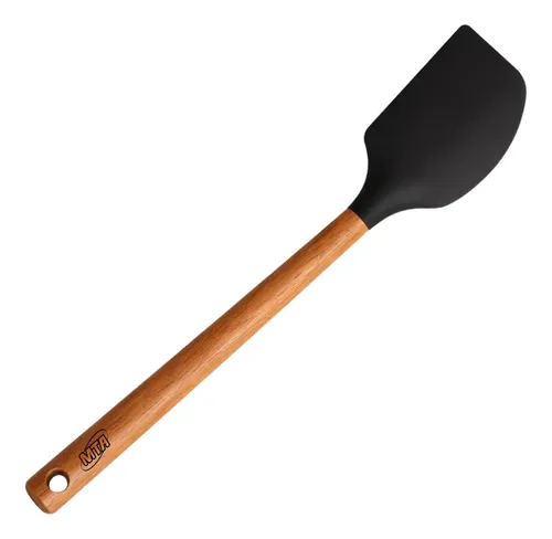 Espátula de Silicone Multiuso Cabo De Madeira Cor Preta MTA