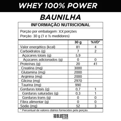 Whey 100% Power 900g Bluster Nutrition