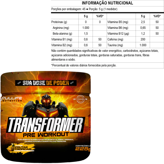 Pré-treino Transformer 45 doses Fullife