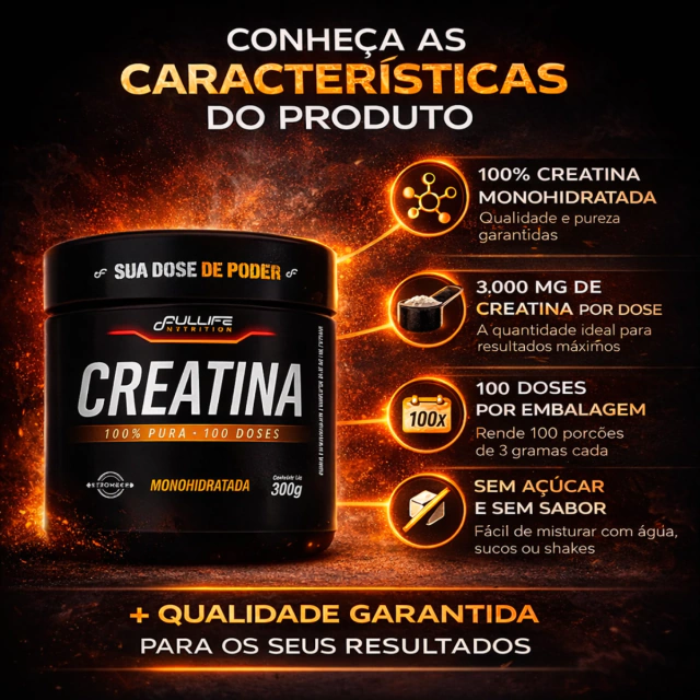 Creatina Fullife 300g Monohidratada Pura