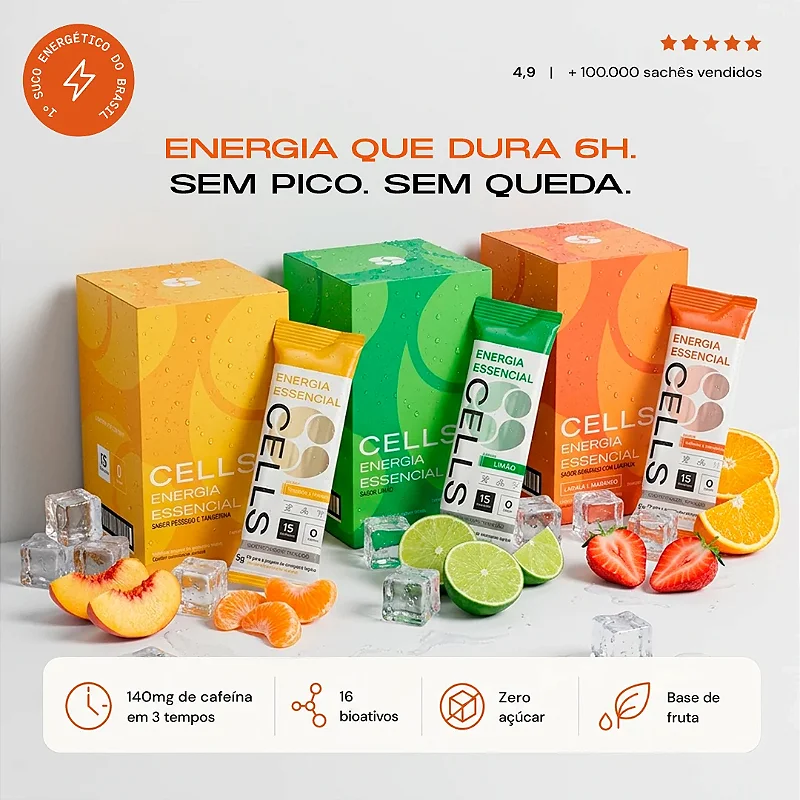 Cells Suco Energético Caixa 15 Unidades