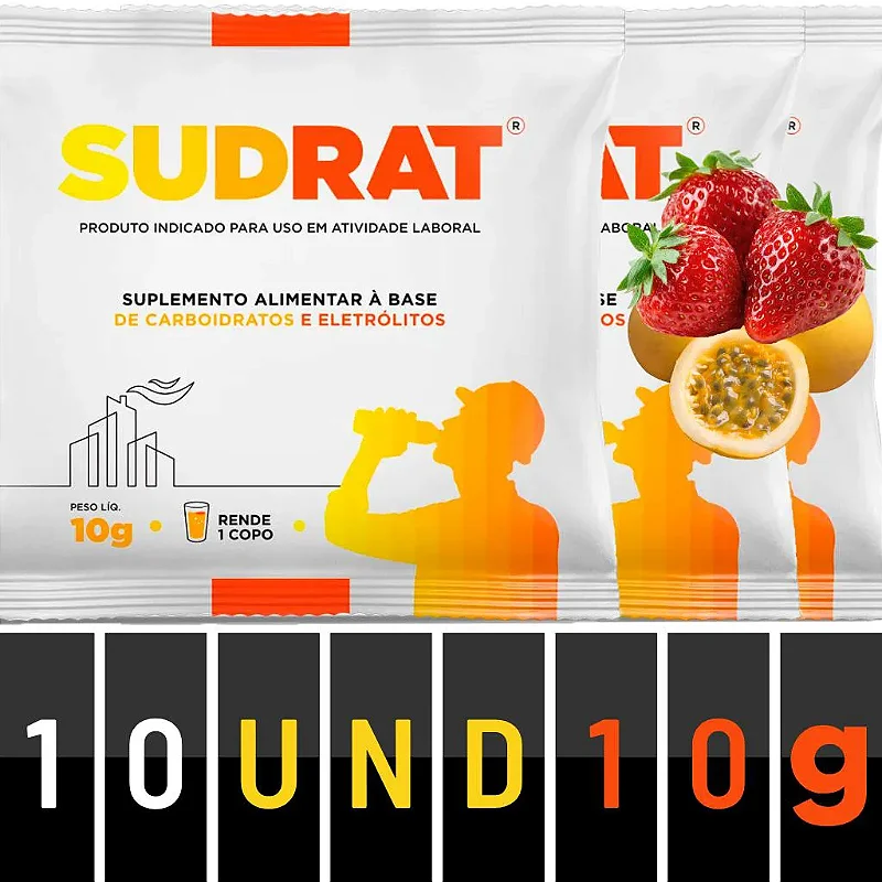 Kit 10 Sudrat Sache Eletrólito 10g - Suplemento em Pó
