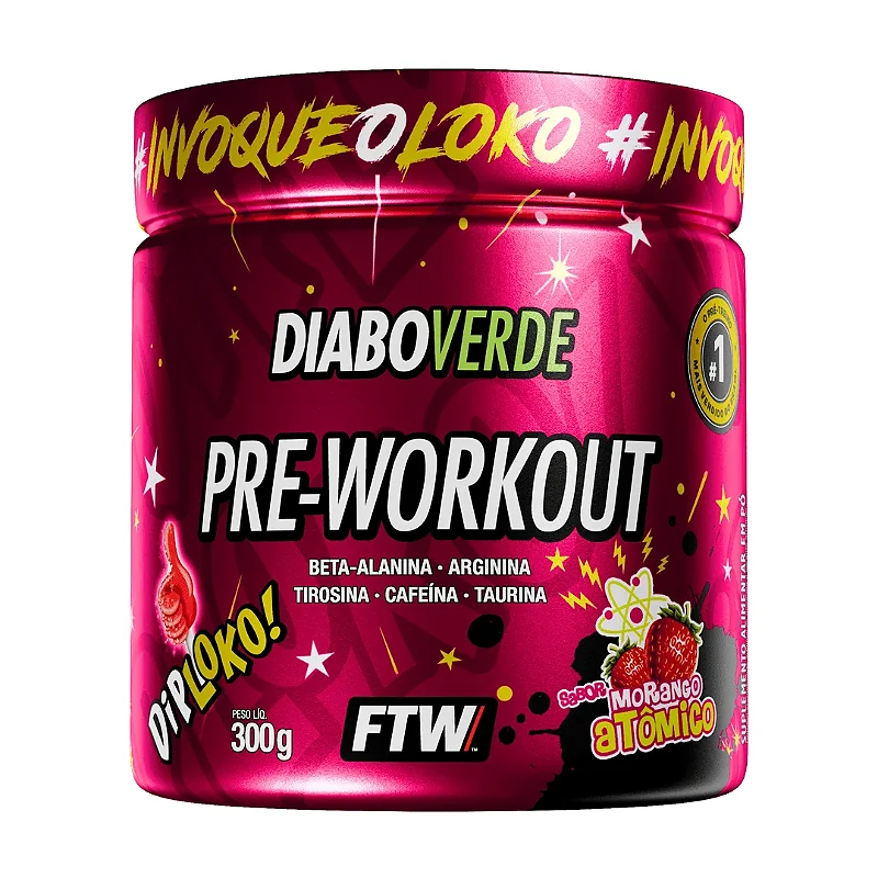FTW Pré-Treino Diabo Verde Morango 300g