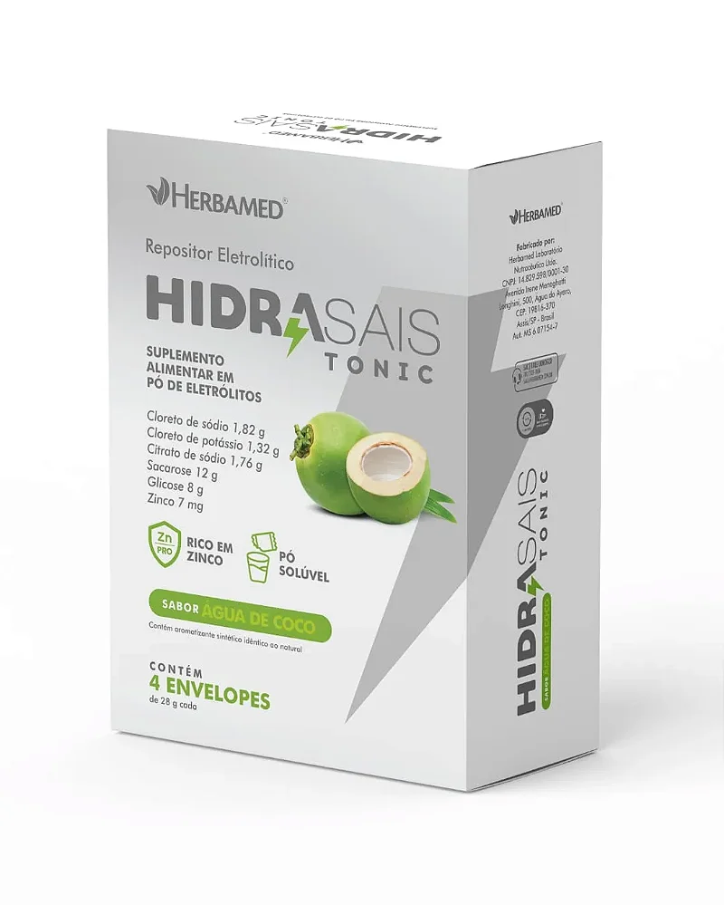Hidrasais Tonic Eletrólitos 4 Envelopes Faz 4 Litros