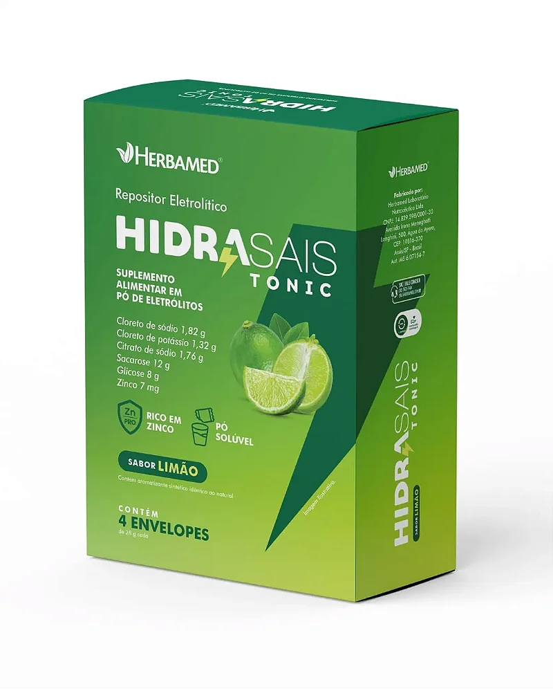 Hidrasais Tonic Eletrólitos 4 Envelopes Faz 4 Litros