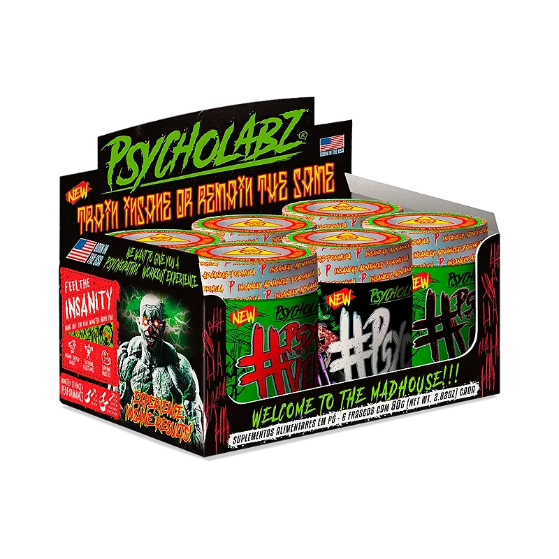 Kit Pré-Treino Insano Psycholabz 6 Potes de 80 grs