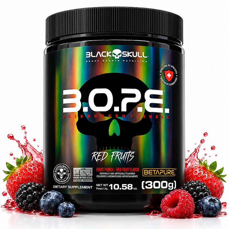 Pré Treino BOPE Black Skull Frutas Vermelhas