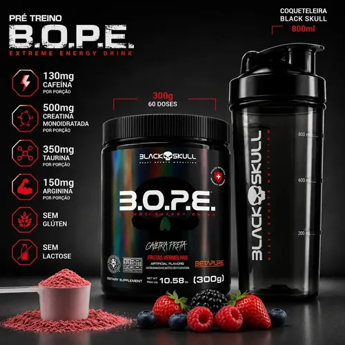 Pré Treino BOPE Black Skull Frutas Vermelhas