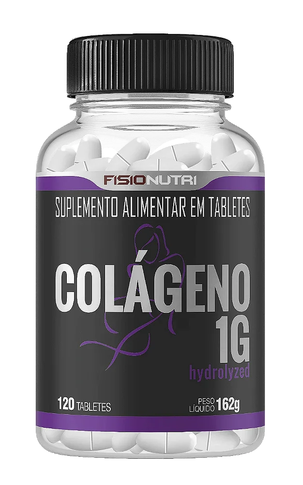 Colágeno Hidrolisado 1g FisioNutri em Tabletes - Pote com 60