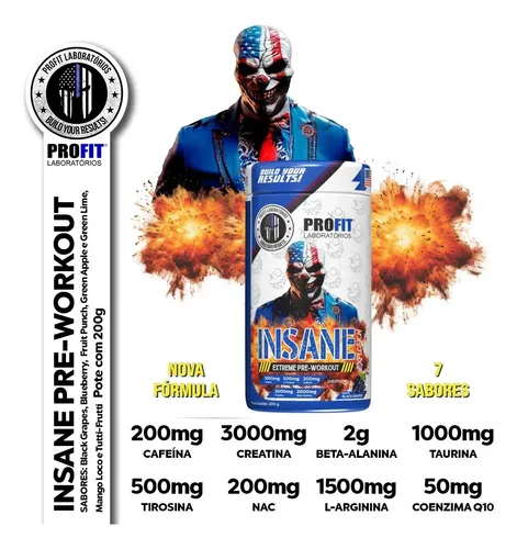 Pre Treino Profit Insane Explosão de Energia - Sabor Uva