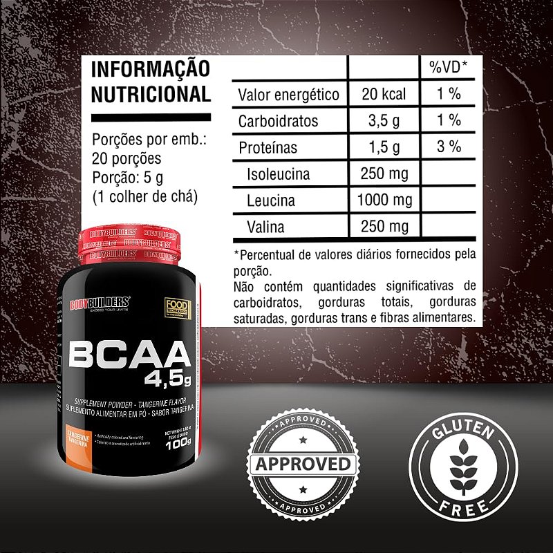 BCAA 4.5g 100g Bodybuilders Tangerina