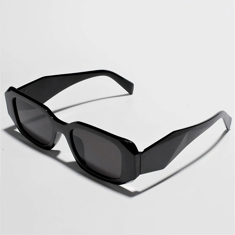 Óculos de Sol Blogueira Retangular Ghata Diamond - Preto - Injetado