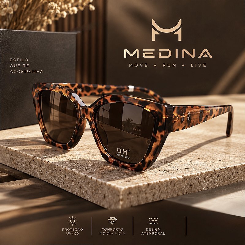 Óculos de Sol Premium Polarizado Mafê - Camuflado - Acetato