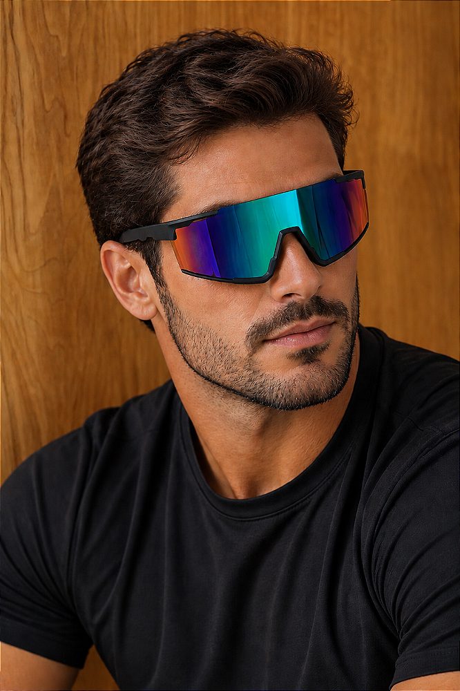 Óculos de Sol Esportivo Focus 2.0 - Azul Preto Vermelho - Injetado