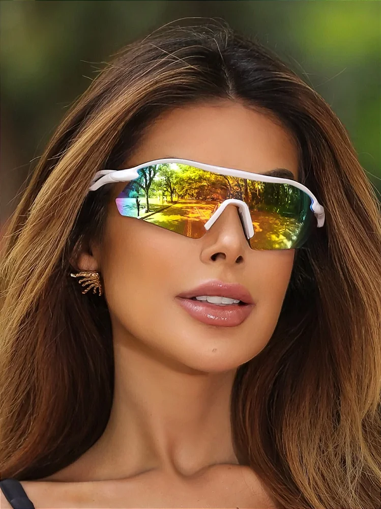 Óculos de Sol Esportivo Máscara Prime - Amarelo Multicolors Branco Preto - Injetado