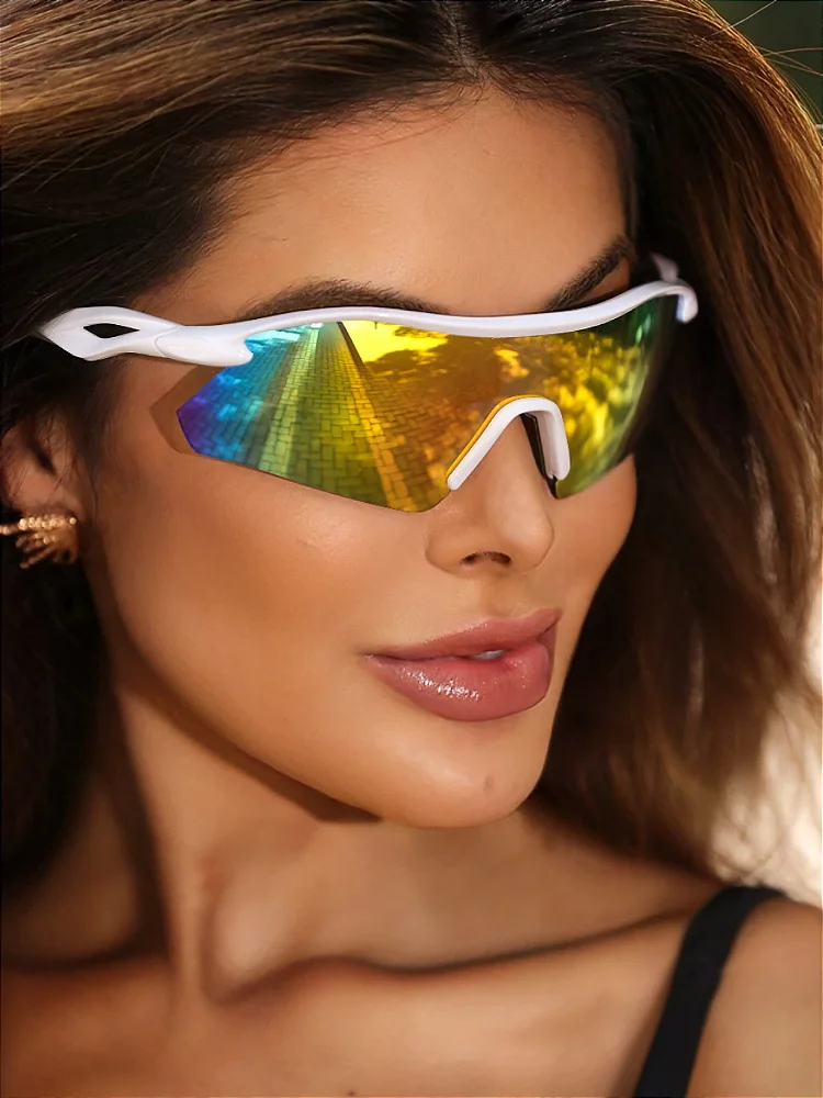 Óculos de Sol Esportivo Máscara Prime - Amarelo Multicolors Branco Preto - Injetado