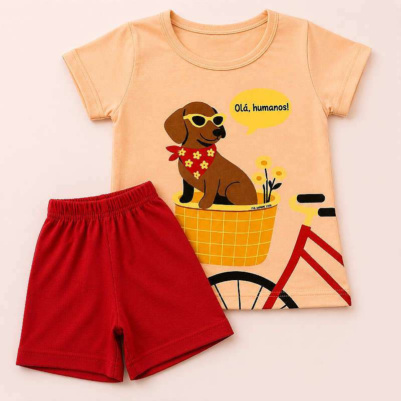Conjunto Infantil Menina Cachorrinho de Óculos