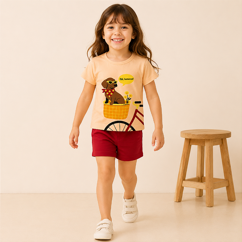 Conjunto Infantil Menina Cachorrinho de Óculos