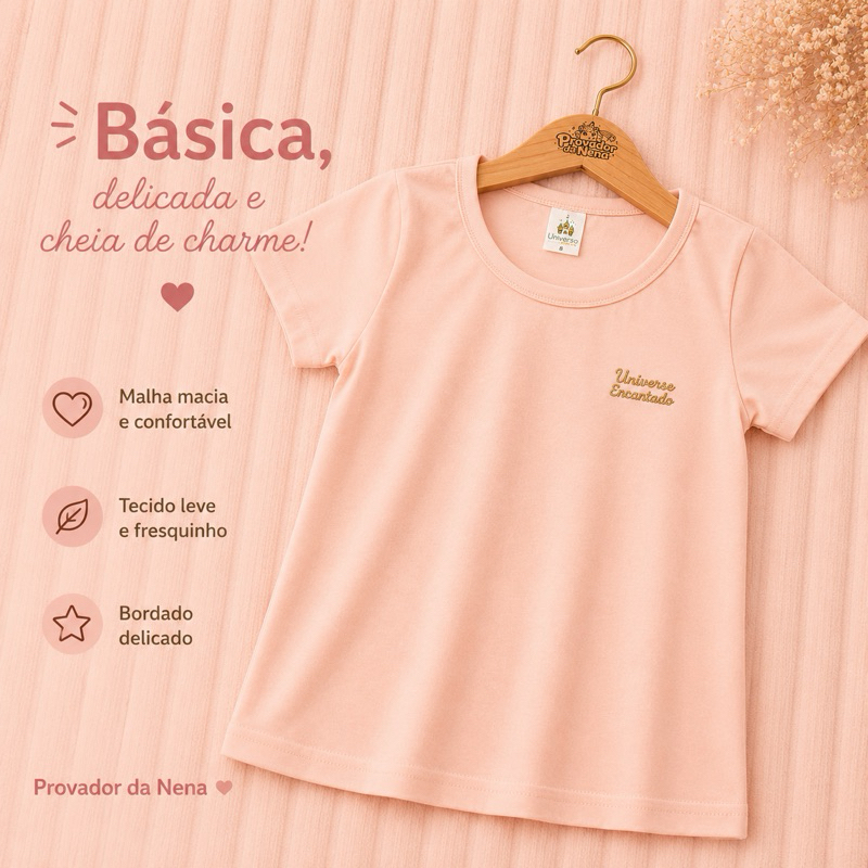 Camiseta Infantil Básica, Delicada e Cheia de Charme