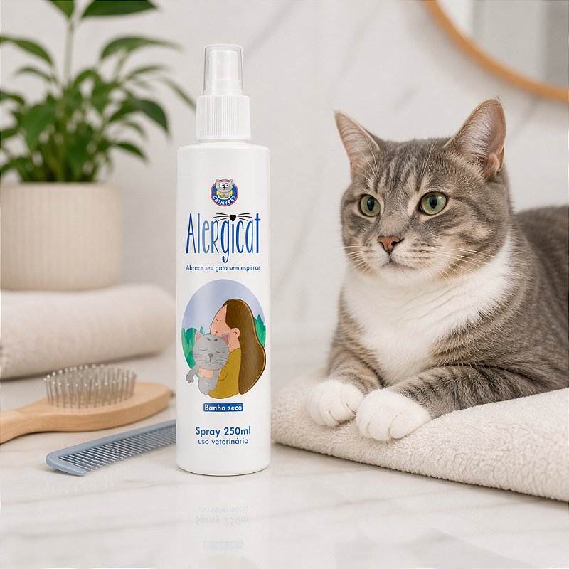 Banho a Seco Para Gatos Alergicat Loção Antialérgica 250 ml CatMyPet