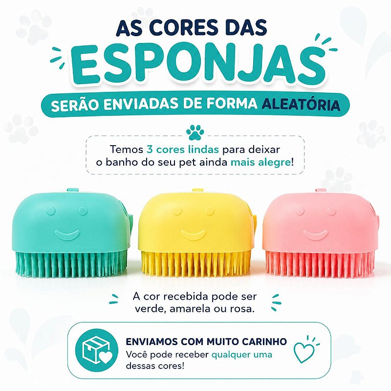 Escova de Banho para Pet com Dispenser de Shampoo
