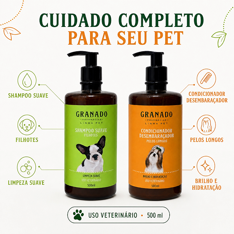 Kit Granado Pet Shampoo Filhotes + Condicionador Desembaraçador 500ml