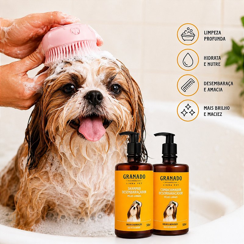 Kit Granado Shampoo Condicionador + Escova Dispenser Pet