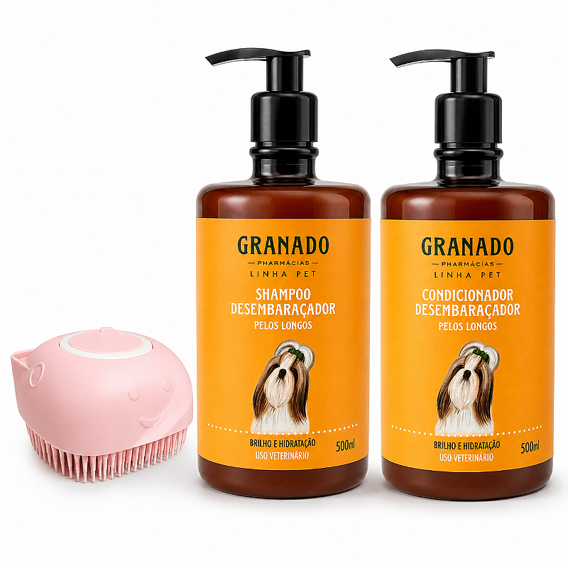 Kit Granado Shampoo Condicionador + Escova Dispenser Pet
