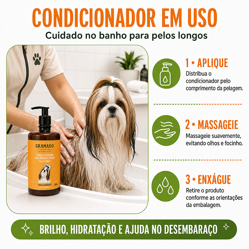 Kit Granado Pet Pelos Longos Condicionador 500ml + Fluido Desembaraçador 200ml
