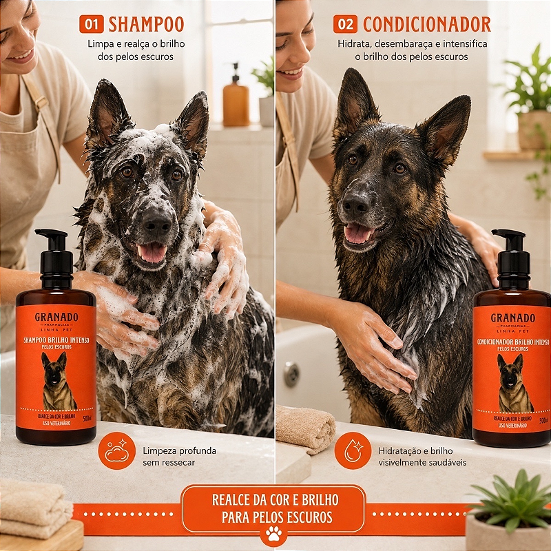 Kit Granado Shampoo + Condicionador Brilho Intenso Pelos Escuros