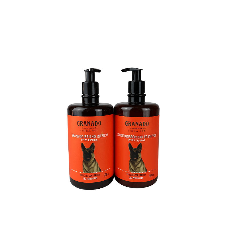 Shampoo Pelos Escuro + Condicionador Escuro Granado 500ml Cão Gato