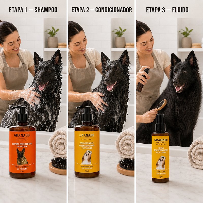 Shampoo Pet Pelo Escuro Condicionador Fluido Desembaraçador