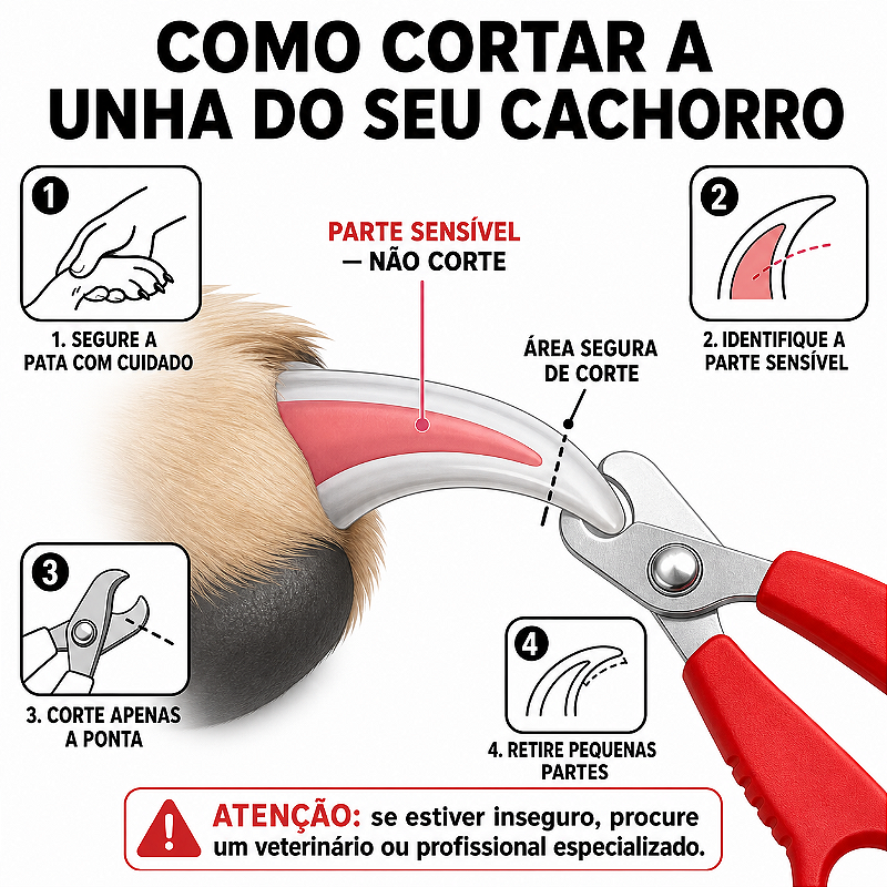 Tesoura Corte De Unhas Com Dedeira Cães Gatos Alicate