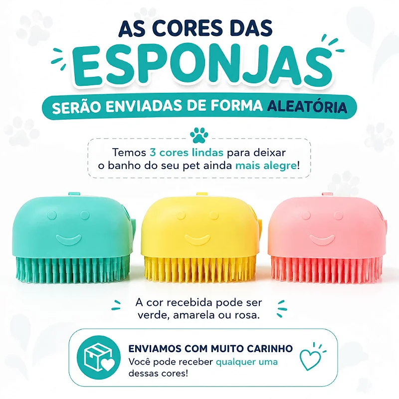 Kit Banho Pet com Luva Tira Pelos + Esponja com Dispenser