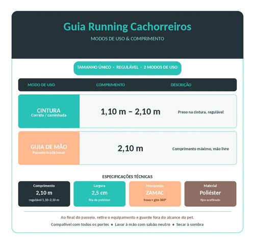 Guia Mãos Livres Cachorro Corrida Passeio 2m Cachorreiros