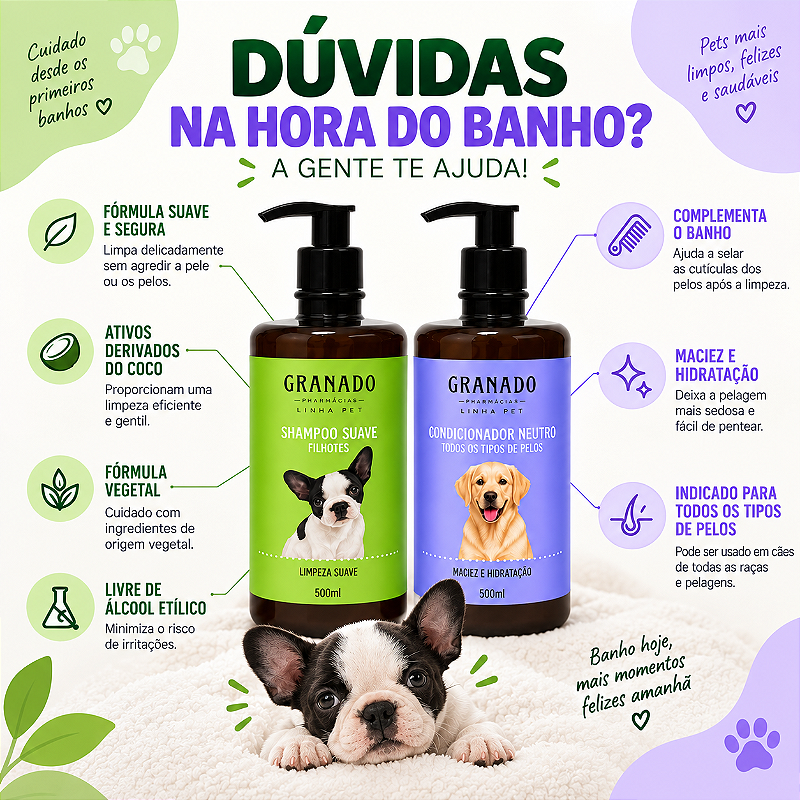 Shampoo Pet Filhotes e Condicionador Neutro Granado