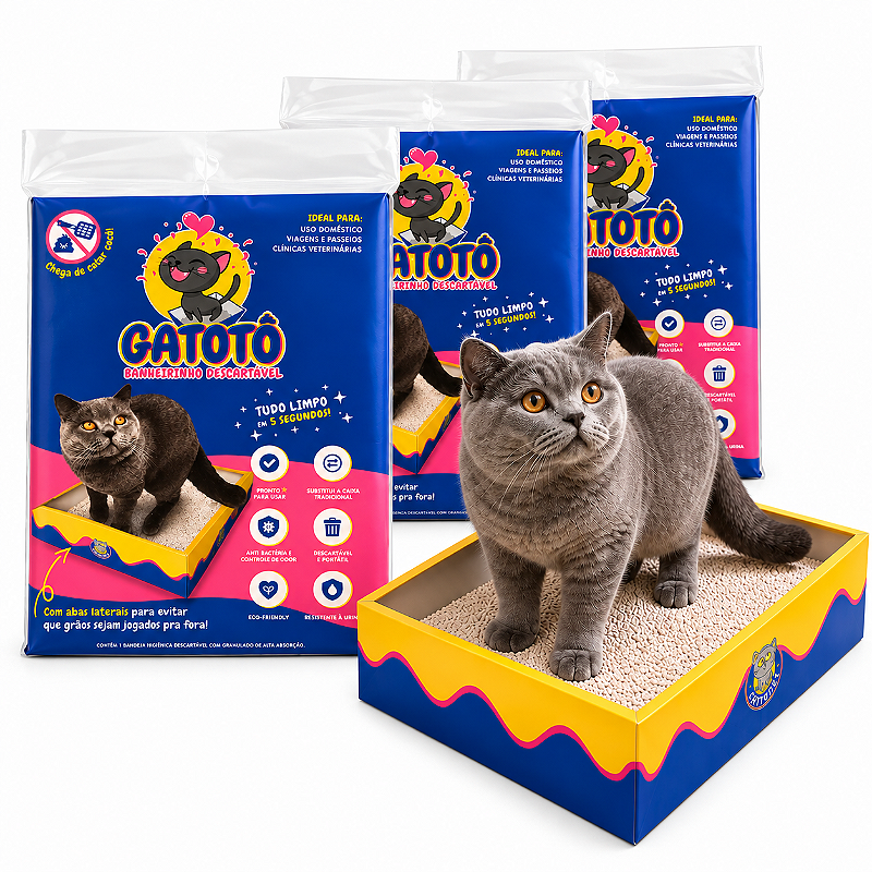 Kit Caixa de Areia para Gatos Descartável CatMyPet Gatotô
