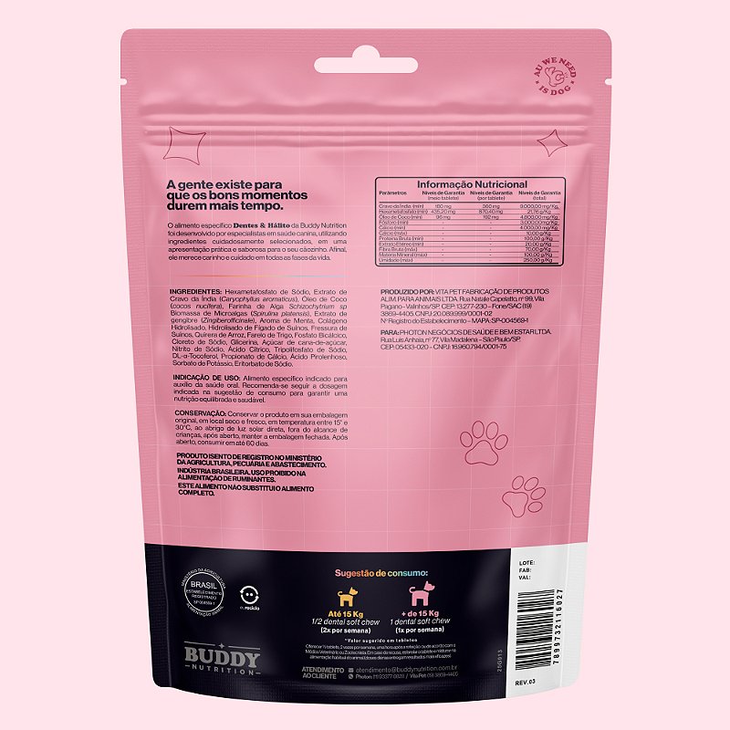 Dentes & Hálito - Cuidado Oral Para Cães - Buddy Nutrition