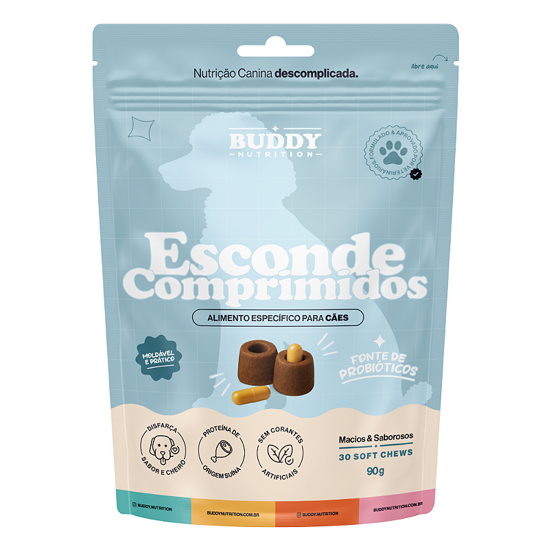 Esconde Comprimidos Buddy Nutrition Petisco 30 Tabletes Macios