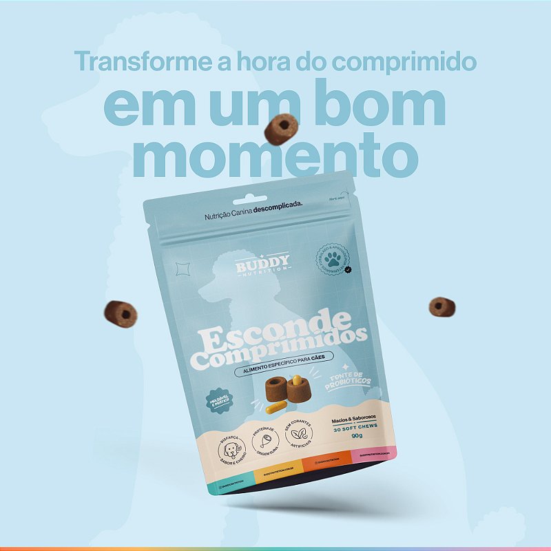 Esconde Comprimidos Buddy Nutrition Petisco 30 Tabletes Macios