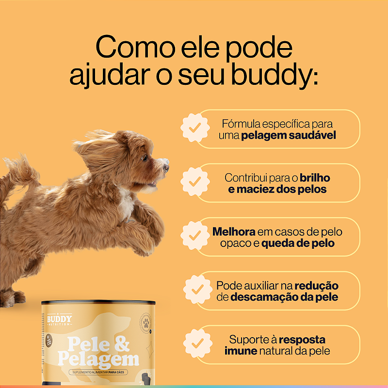 Pele & Pelagem - Suplemento Para Cães - Buddy Nutrition
