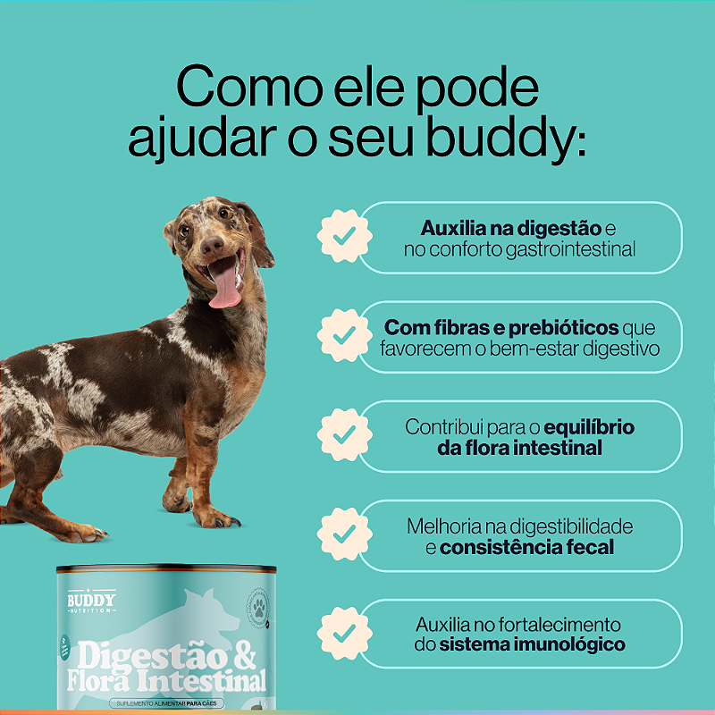 Suplemento Alimentar Pré-bióticos e Probióticos P/ Cães Buddy Nutrition