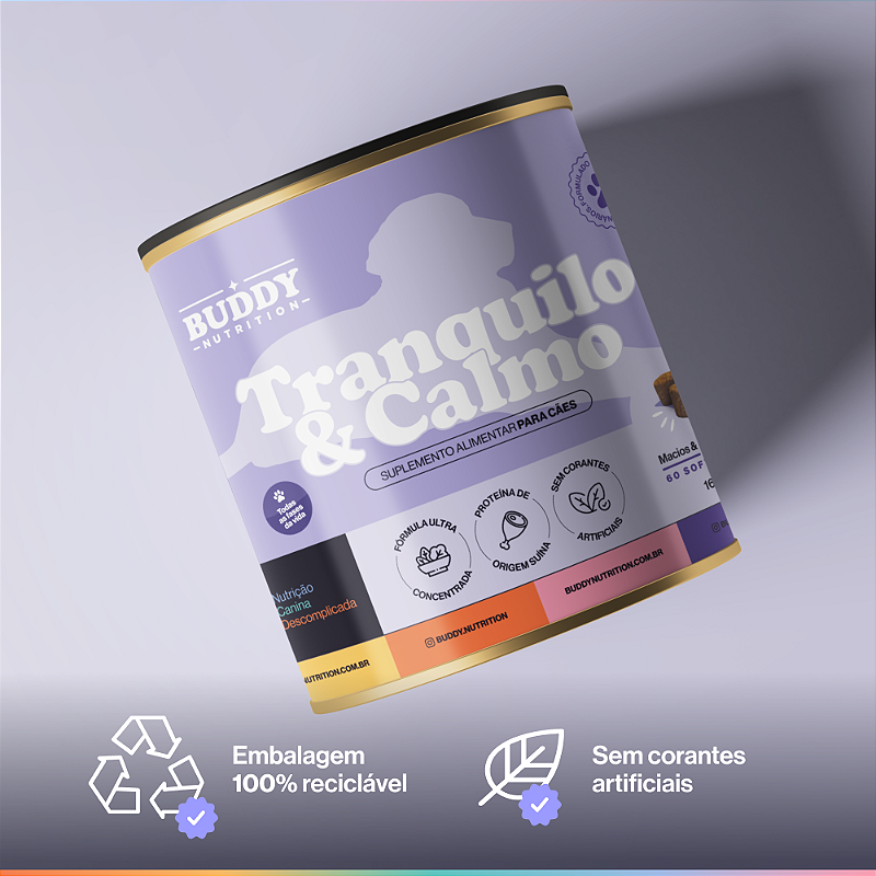 Suplemento Tranquilo & Calmo para Cães Buddy Nutrition com Triptofano e PEA