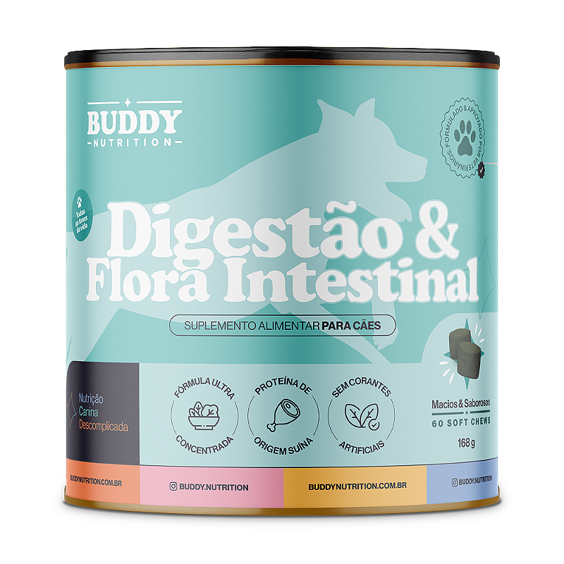 Kit Saúde Intestinal Cães Buddy Digestão & Flora + SOS Flora