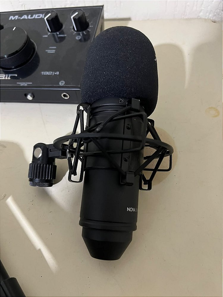 KIT MESA DE AUDIO + INTERFACE + FONE OUVIDO + PEDESTAL+ E CABOS