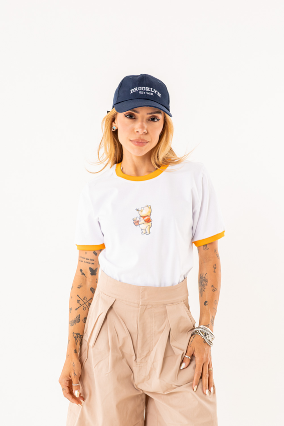 Tshirt Bicolor Urso Pooh Mel E Abelha