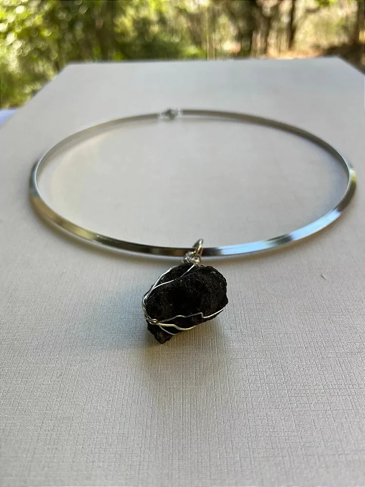 Betume Arenoso Único Aroma Petróleo Natural Pingente Alambrismo Colar Chocker Aço Inoxidável Aromaterapia
