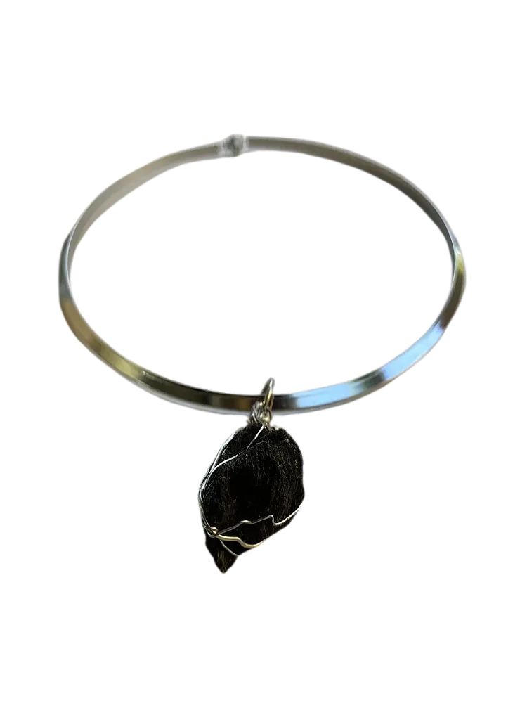 Betume Arenoso Único Aroma Petróleo Natural Pingente Alambrismo Colar Chocker Aço Inoxidável Aromaterapia